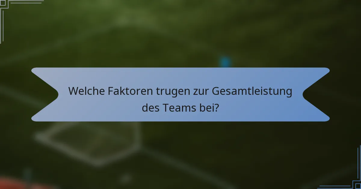 Welche Faktoren trugen zur Gesamtleistung des Teams bei?
