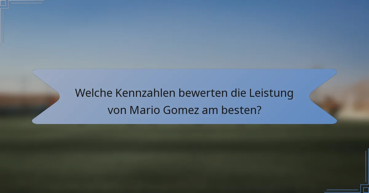 Welche Kennzahlen bewerten die Leistung von Mario Gomez am besten?