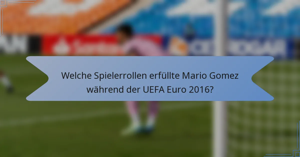 Welche Spielerrollen erfüllte Mario Gomez während der UEFA Euro 2016?
