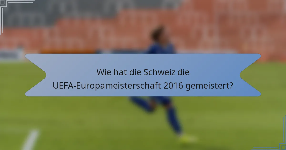 Wie hat die Schweiz die UEFA-Europameisterschaft 2016 gemeistert?